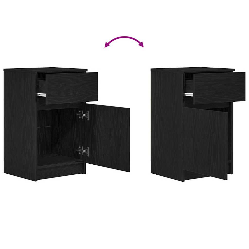Tables de chevet, lot de 2, noires, 39 x 35 x 65 cm, en bois