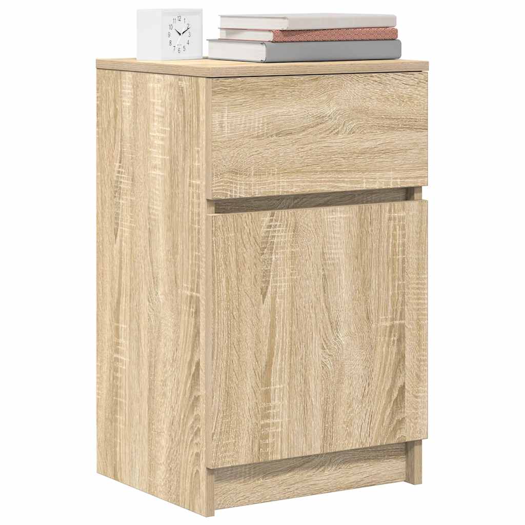 Tables de chevet, lot de 2, en chêne Sonoma, dimensions 39 x 35 x 65 cm.