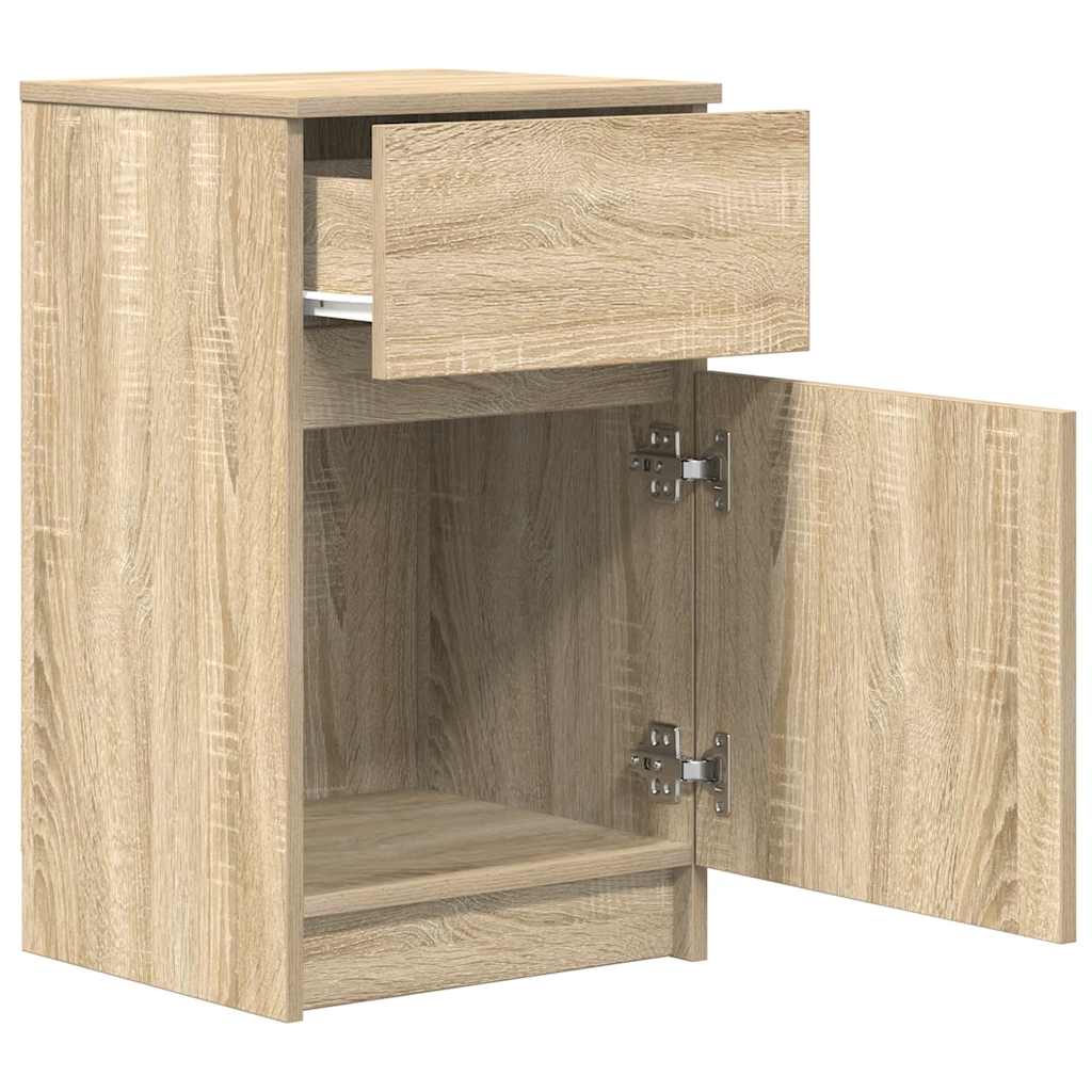 Tables de chevet, lot de 2, en chêne Sonoma, dimensions 39 x 35 x 65 cm.