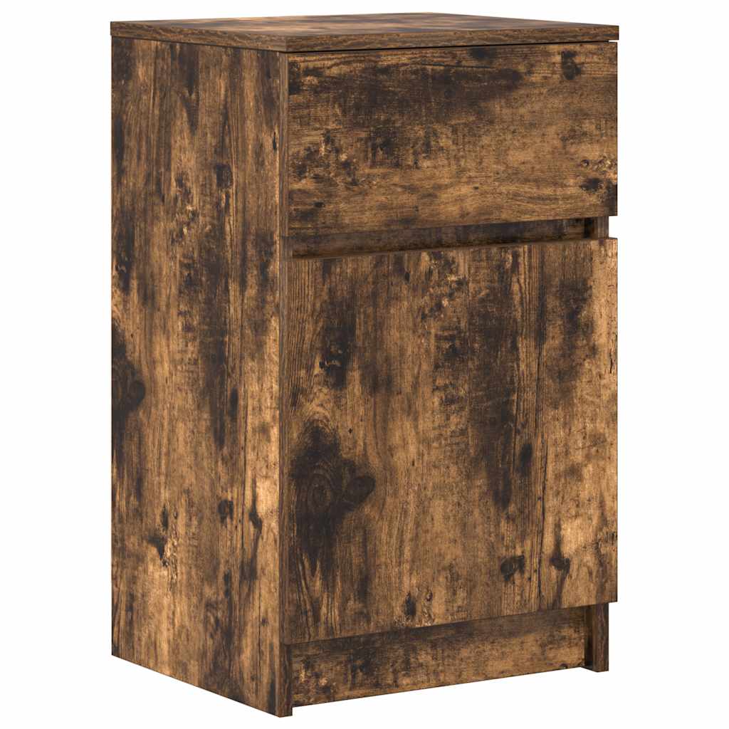 Table de chevet en chêne fumé 39x35x65 cm matériau bois