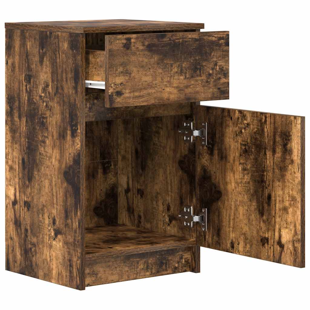 Table de chevet en chêne fumé 39x35x65 cm matériau bois