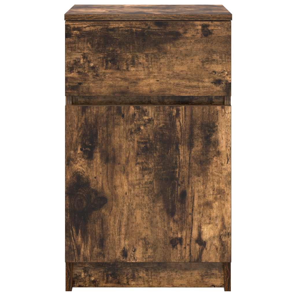 Table de chevet en chêne fumé 39x35x65 cm matériau bois