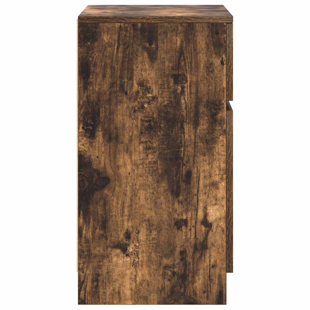 Table de chevet en chêne fumé 39x35x65 cm matériau bois