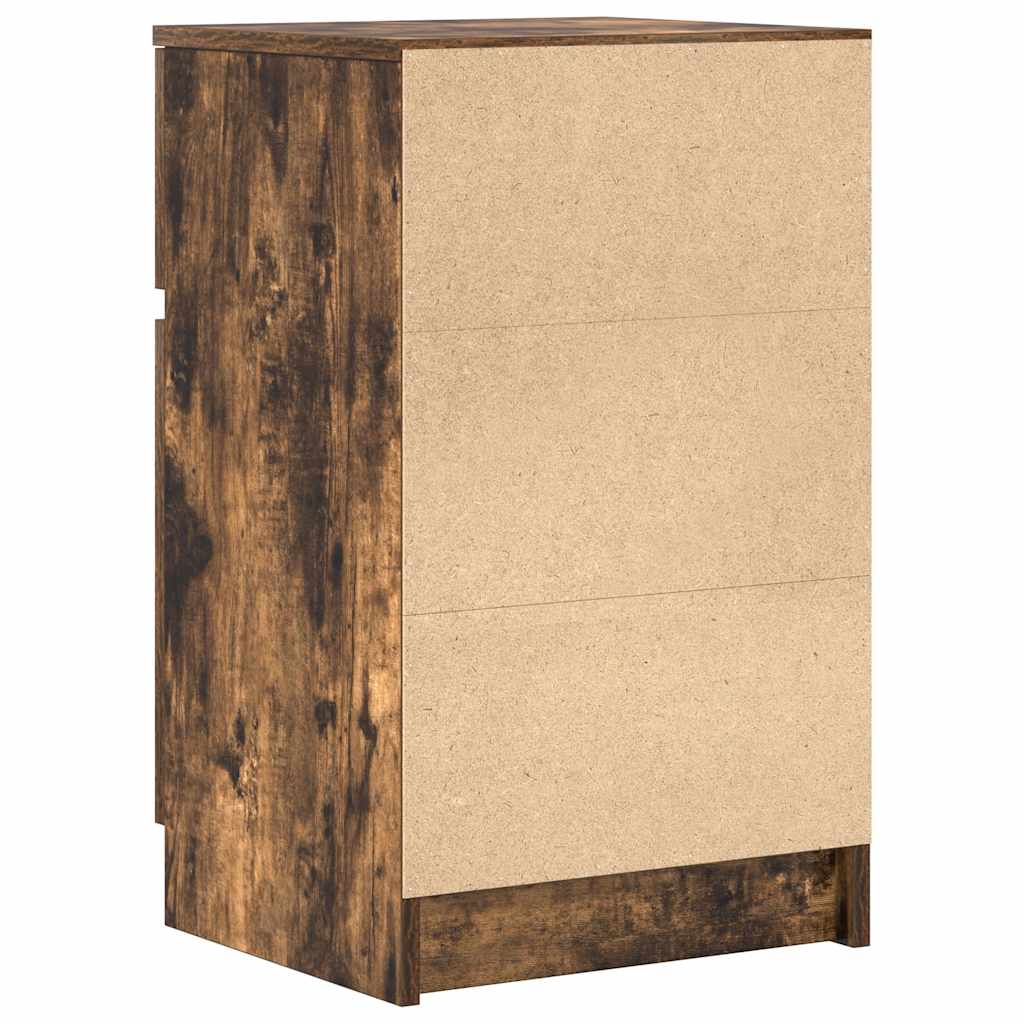 Table de chevet en chêne fumé 39x35x65 cm matériau bois