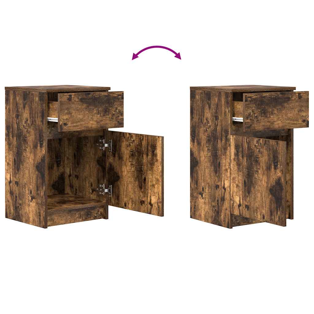 Table de chevet en chêne fumé 39x35x65 cm matériau bois