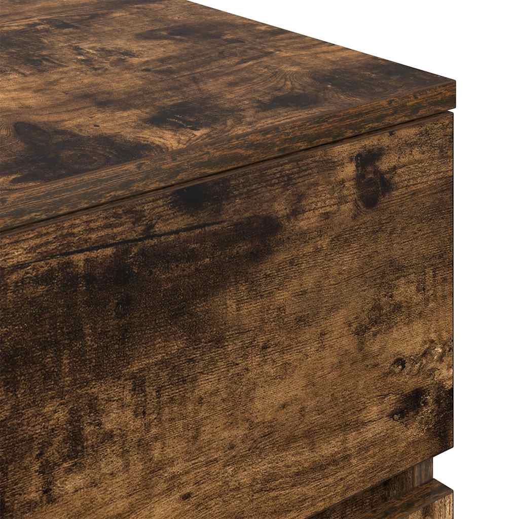 Table de chevet en chêne fumé 39x35x65 cm matériau bois