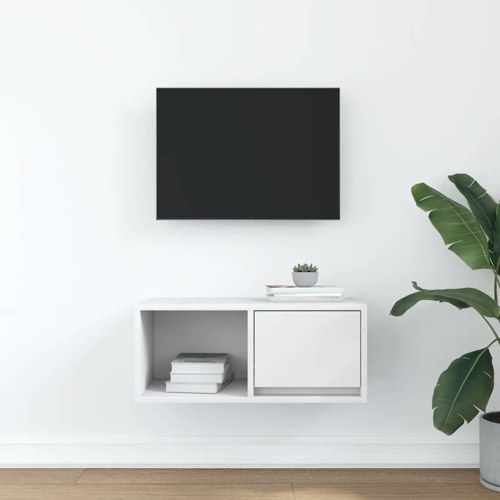 Meuble TV blanc 60x31x25,5 cm en matériau à base de bois