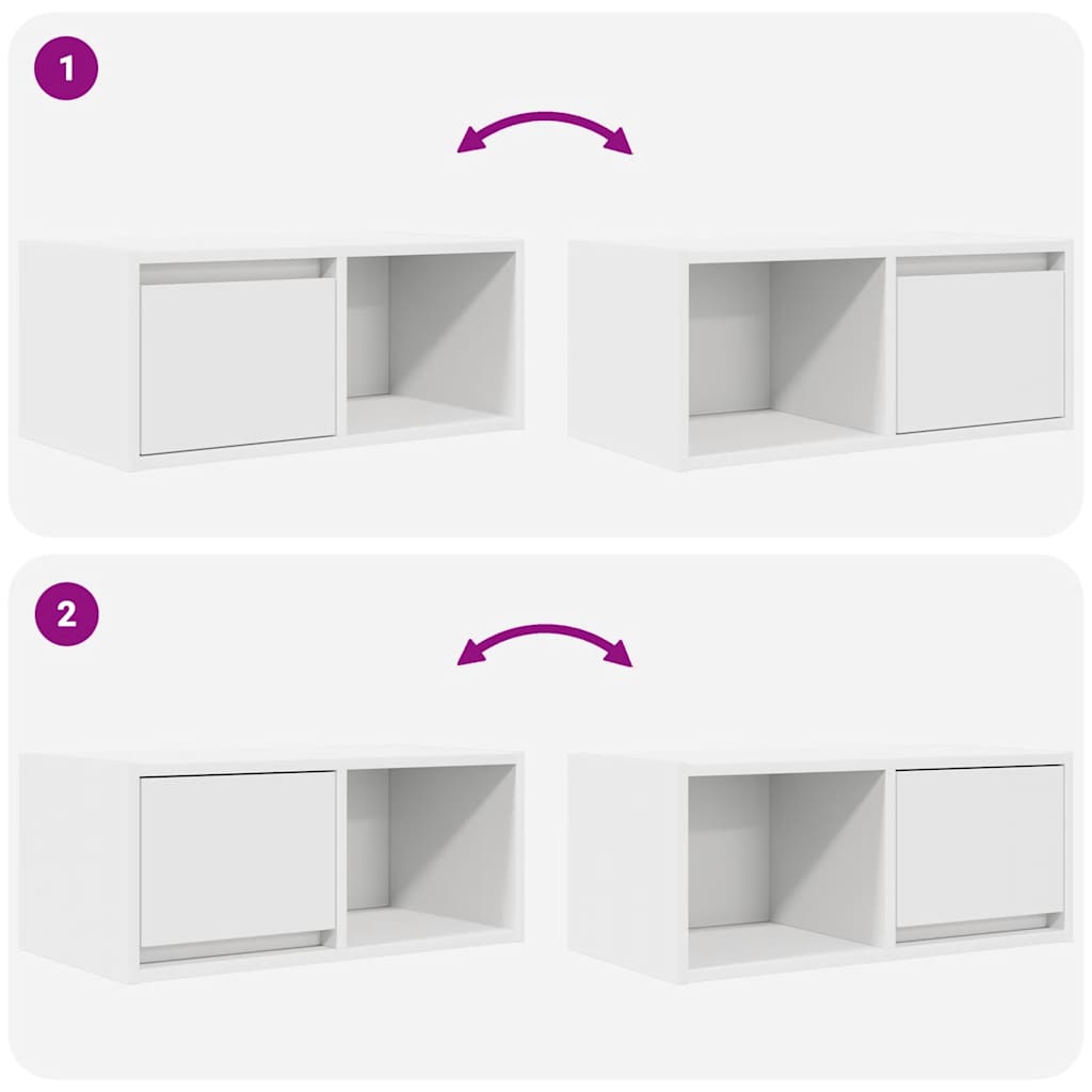 Meuble TV blanc 60x31x25,5 cm en matériau à base de bois
