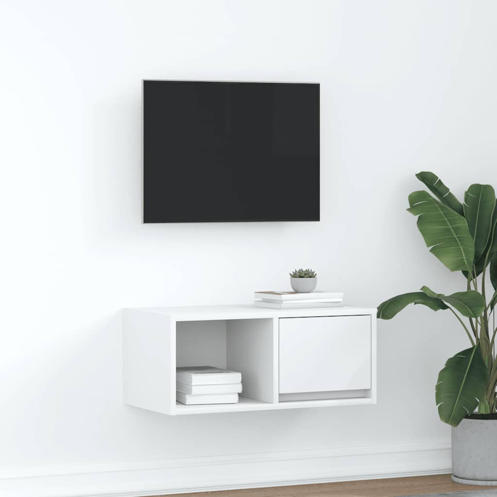 Meuble TV blanc 60x31x25,5 cm en matériau à base de bois