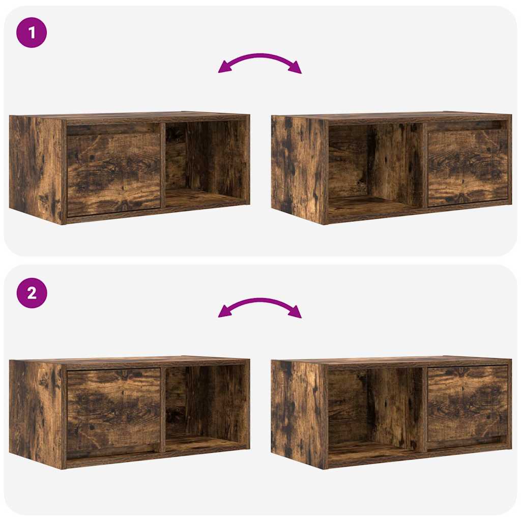Meuble TV en chêne fumé 60x31x25,5 cm, matériau à base de bois