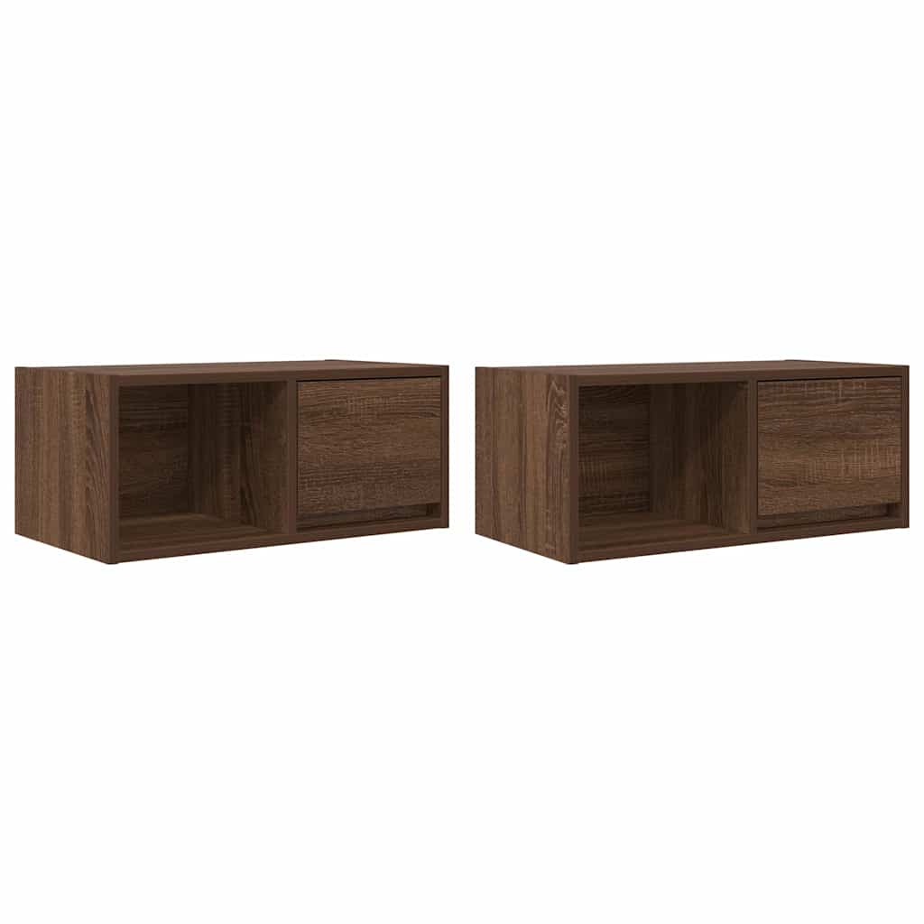 Meubles TV, lot de 2, aspect chêne brun, 60 x 31 x 25,5 cm