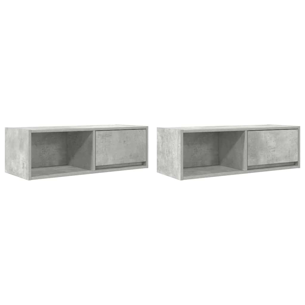 Meubles TV, lot de 2, gris béton, 80 x 31 x 25,5 cm, matériau à base de bois