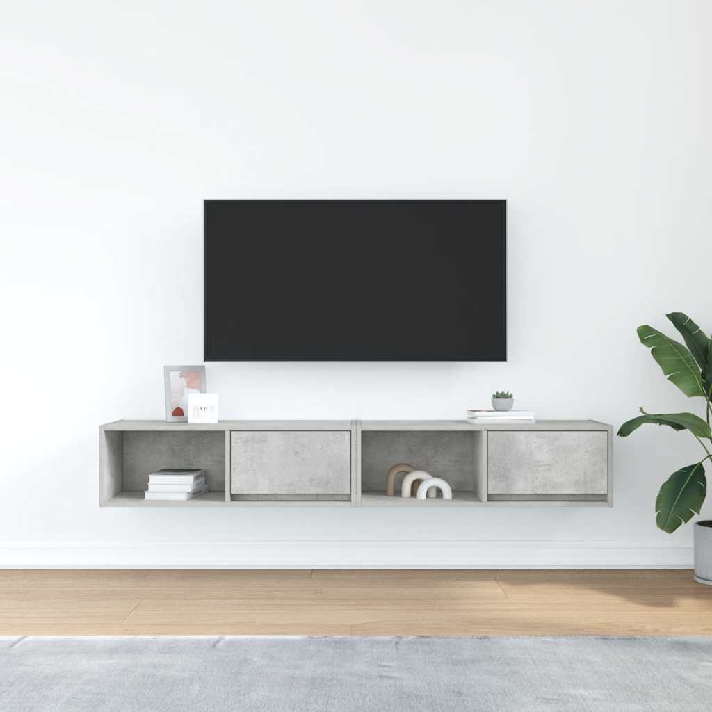 Meubles TV, lot de 2, gris béton, 80 x 31 x 25,5 cm, matériau à base de bois