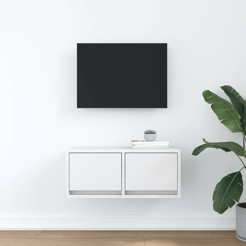 Meuble TV blanc 60x31x25,5 cm en matériau à base de bois
