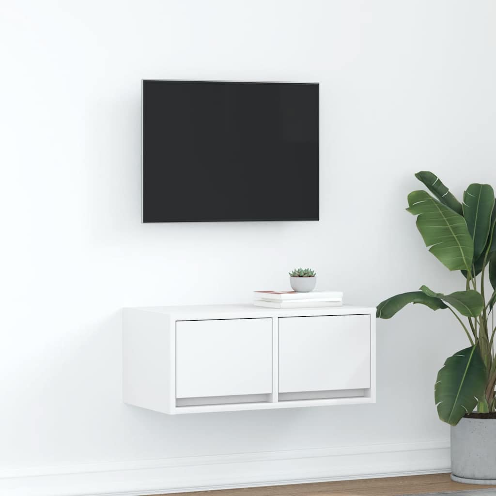 Meuble TV blanc 60x31x25,5 cm en matériau à base de bois
