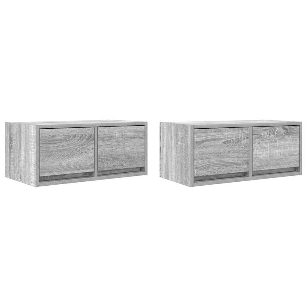 Meubles TV, lot de 2, gris Sonoma, 60 x 31 x 25,5 cm, matériau à base de bois