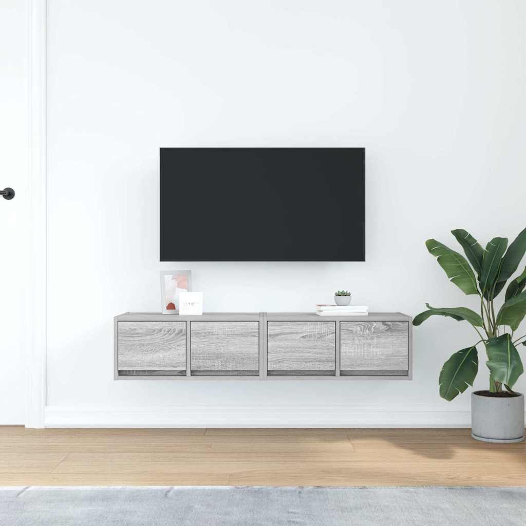 Meubles TV, lot de 2, gris Sonoma, 60 x 31 x 25,5 cm, matériau à base de bois
