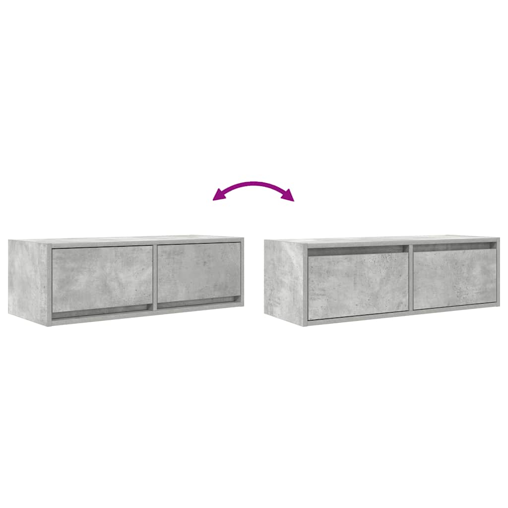 Meubles TV, lot de 2, gris béton, 80 x 31 x 25,5 cm, matériau à base de bois