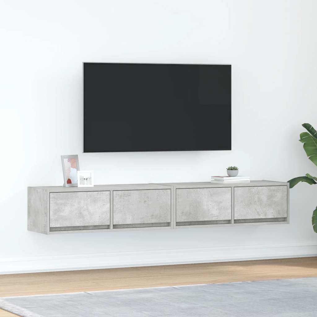 Meubles TV, lot de 2, gris béton, 80 x 31 x 25,5 cm, matériau à base de bois