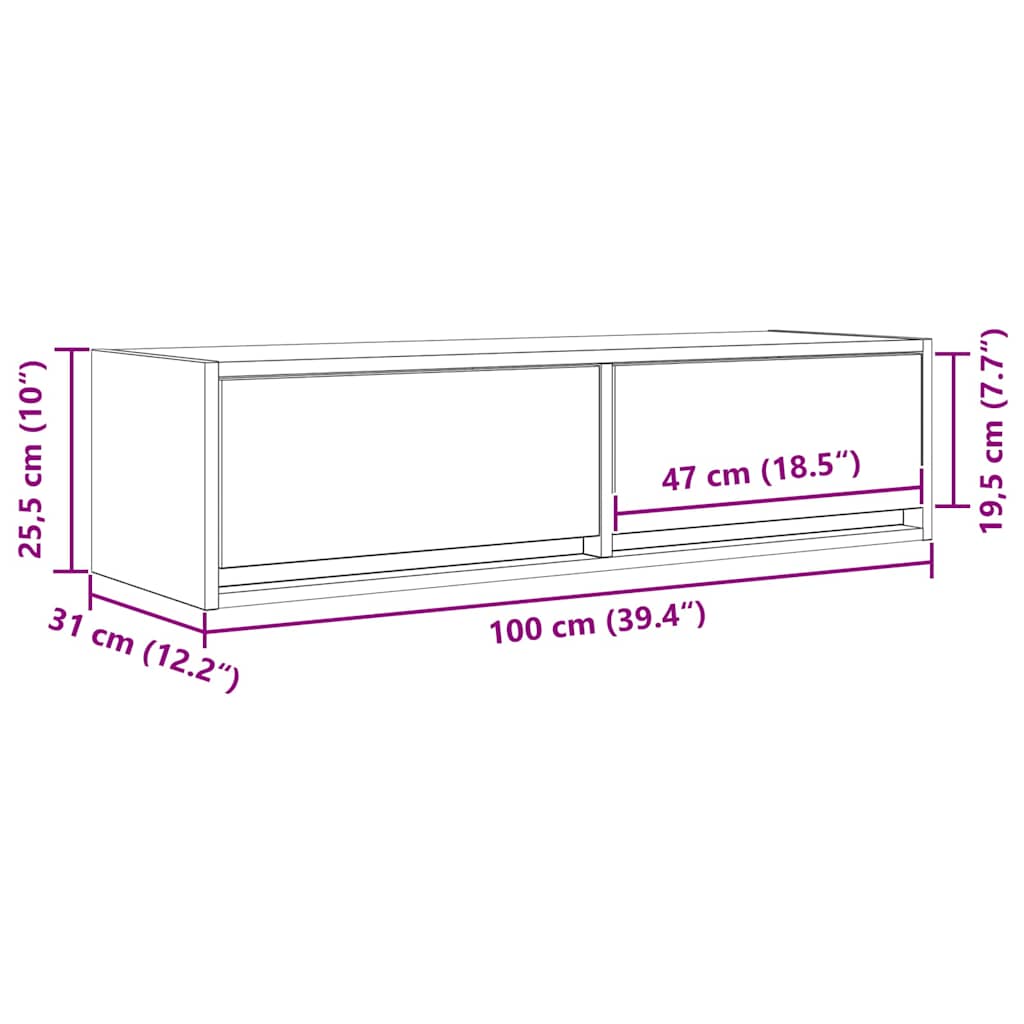 TV-Schränk 100 x 31 x 25,5 cm Betongrau Holzwerkstoff