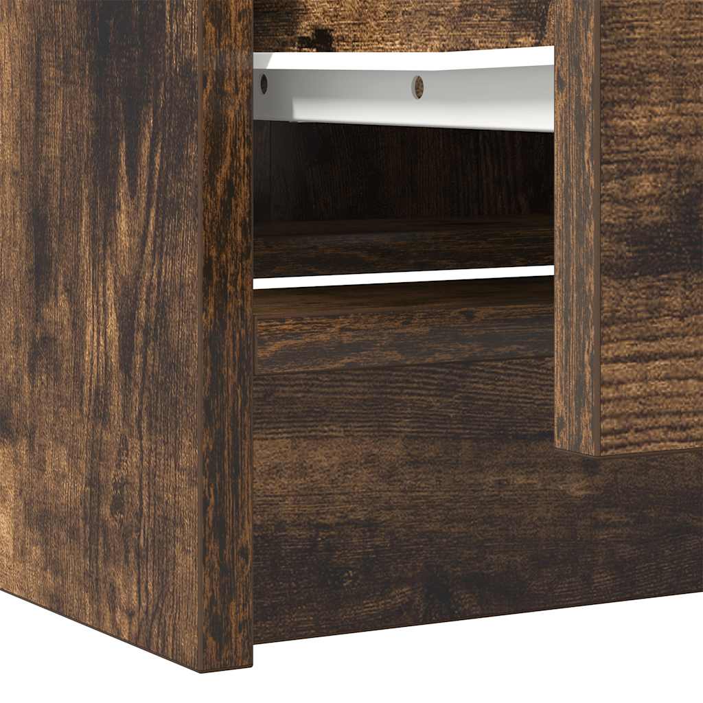 Meuble TV en chêne fumé 40x35x54 cm matériau à base de bois