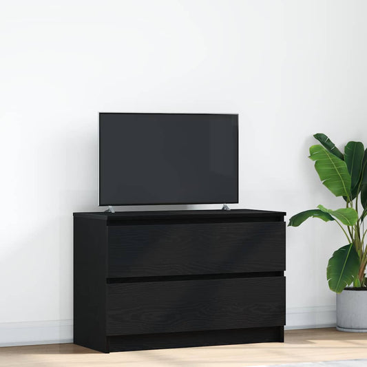 Meuble TV noir 80x35x54 cm en matériau à base de bois