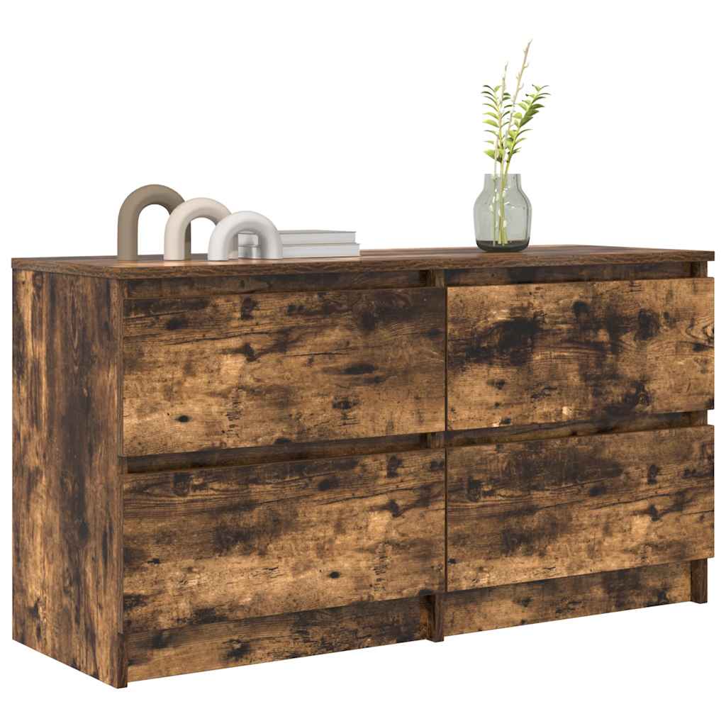 Meuble TV en chêne fumé 100x35x54 cm matériau à base de bois