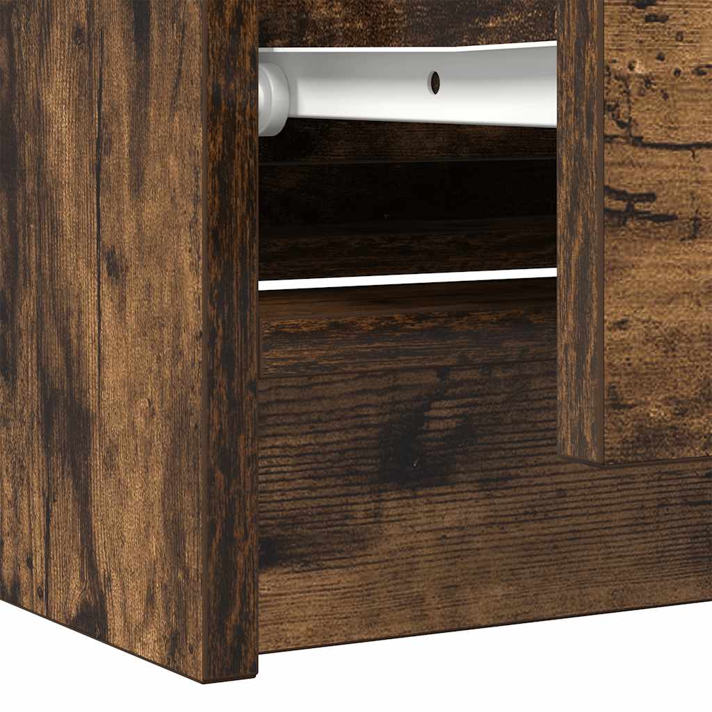 Meuble TV en chêne fumé 100x35x54 cm matériau à base de bois