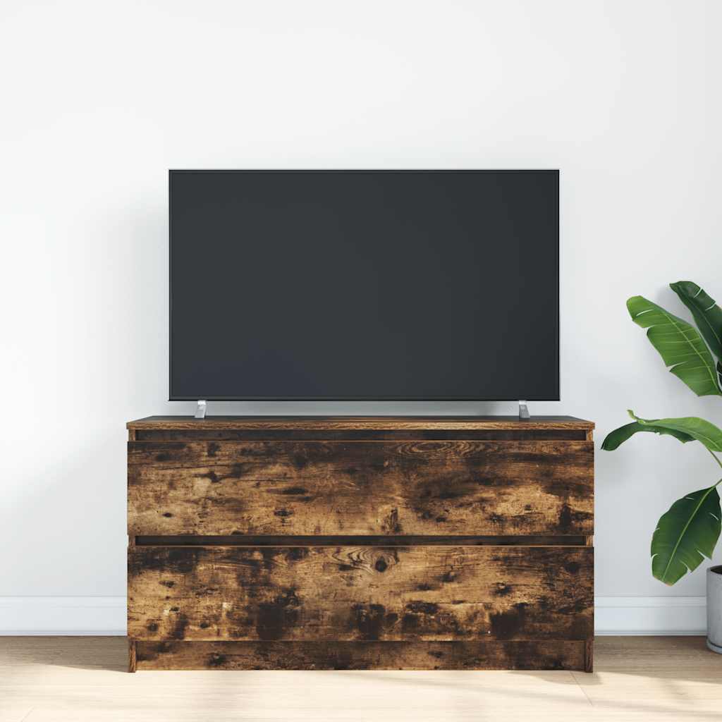 Meuble TV en chêne fumé 100x35x54 cm matériau à base de bois