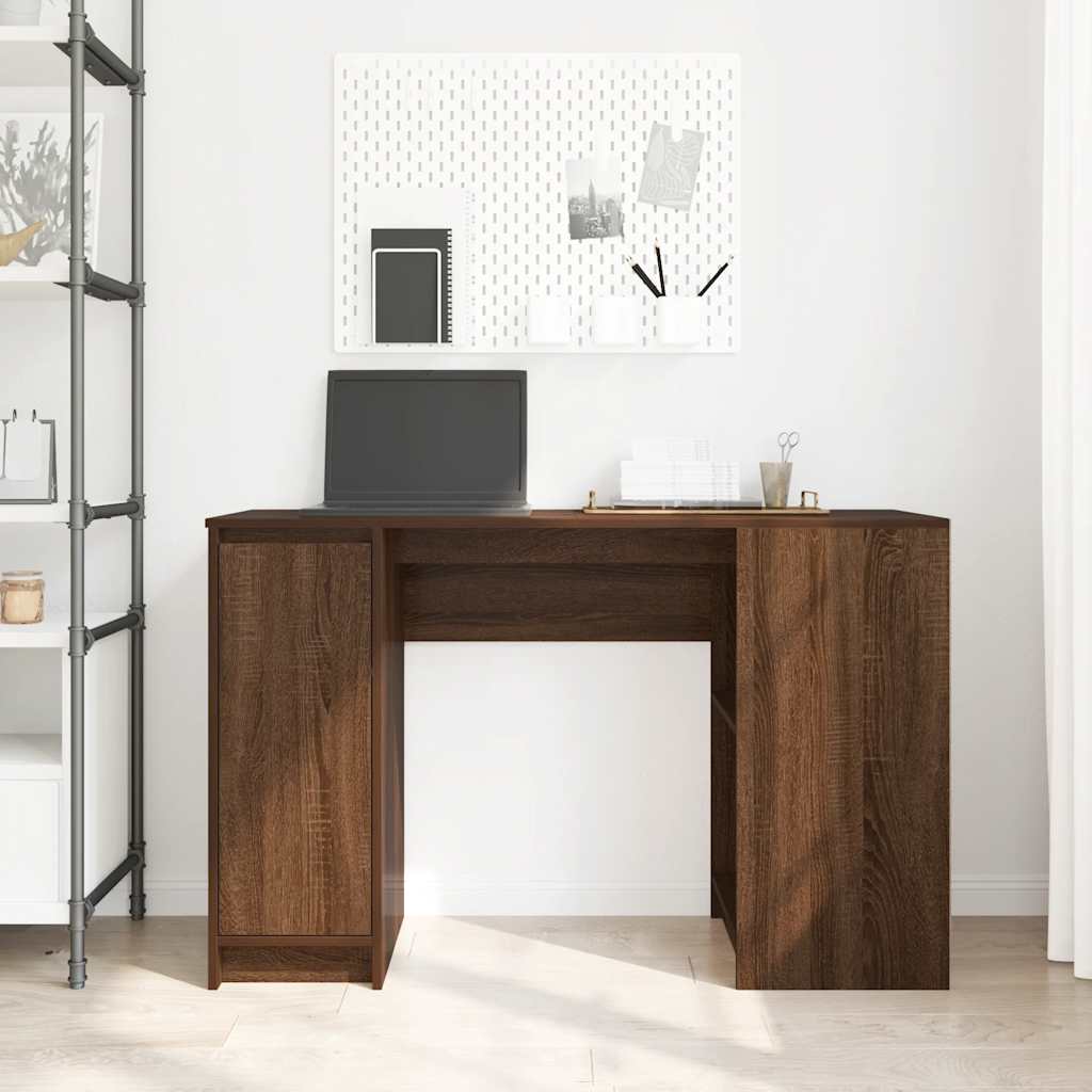 Bureau aspect chêne brun 120x42x76 cm matériau bois