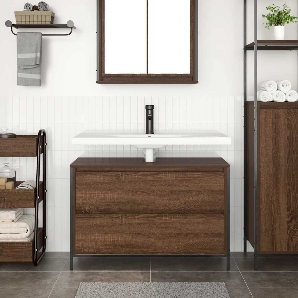 Vanity unit with drawers brown oak look