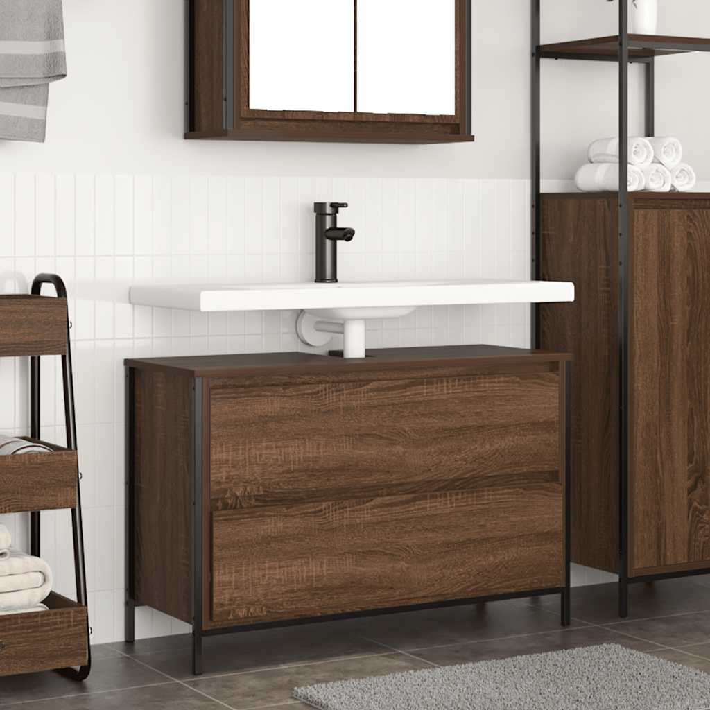 Vanity unit with drawers brown oak look