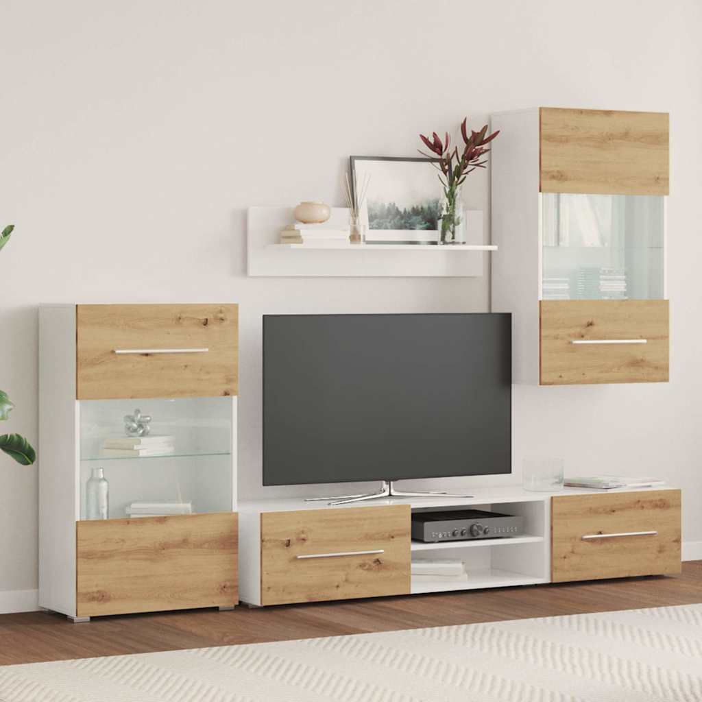 5-tlg. Wohnwand mit LED-Beleuchtung Artisan-Eiche Holzwerkstoff