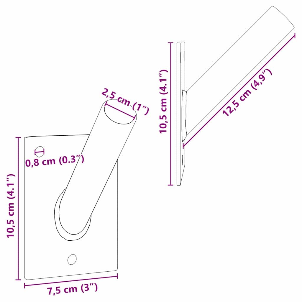 Fahnen Pole Holde Silber 10,5 x 7,5 x 2,5 cm Stahl