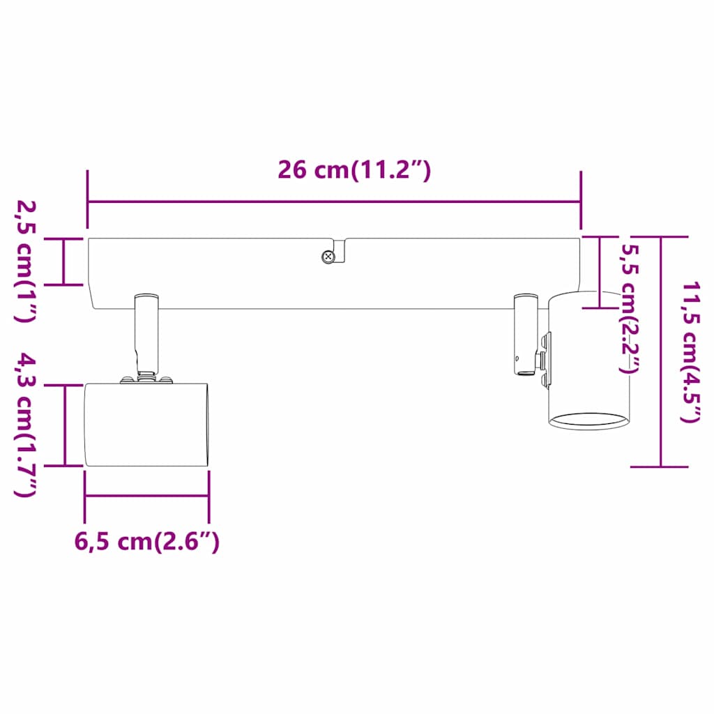 Deckenstrahler mit Strahlern Weiß 26 x 6,5 x 11,5 cm Metall