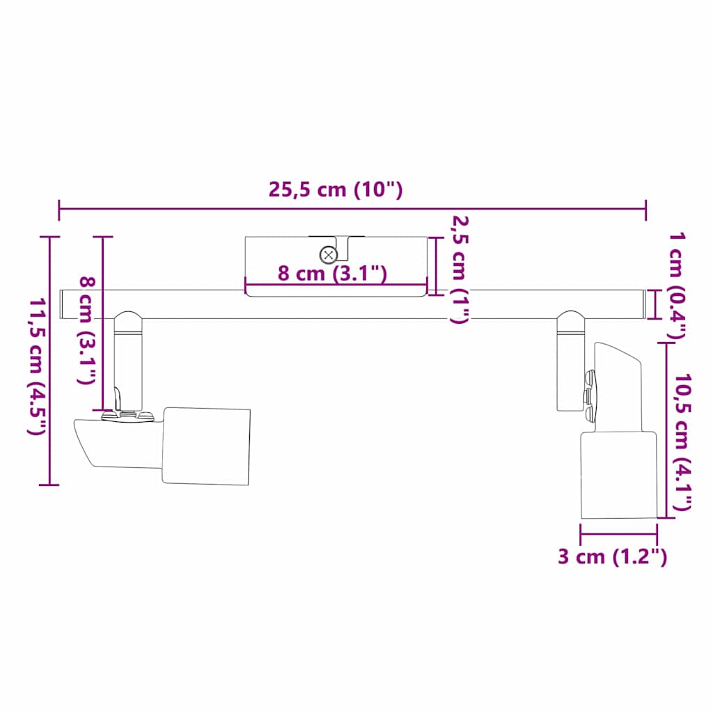 Deckenstrahler mit Strahlern Nickel 25,5 x 8 x 11 cm Stahl