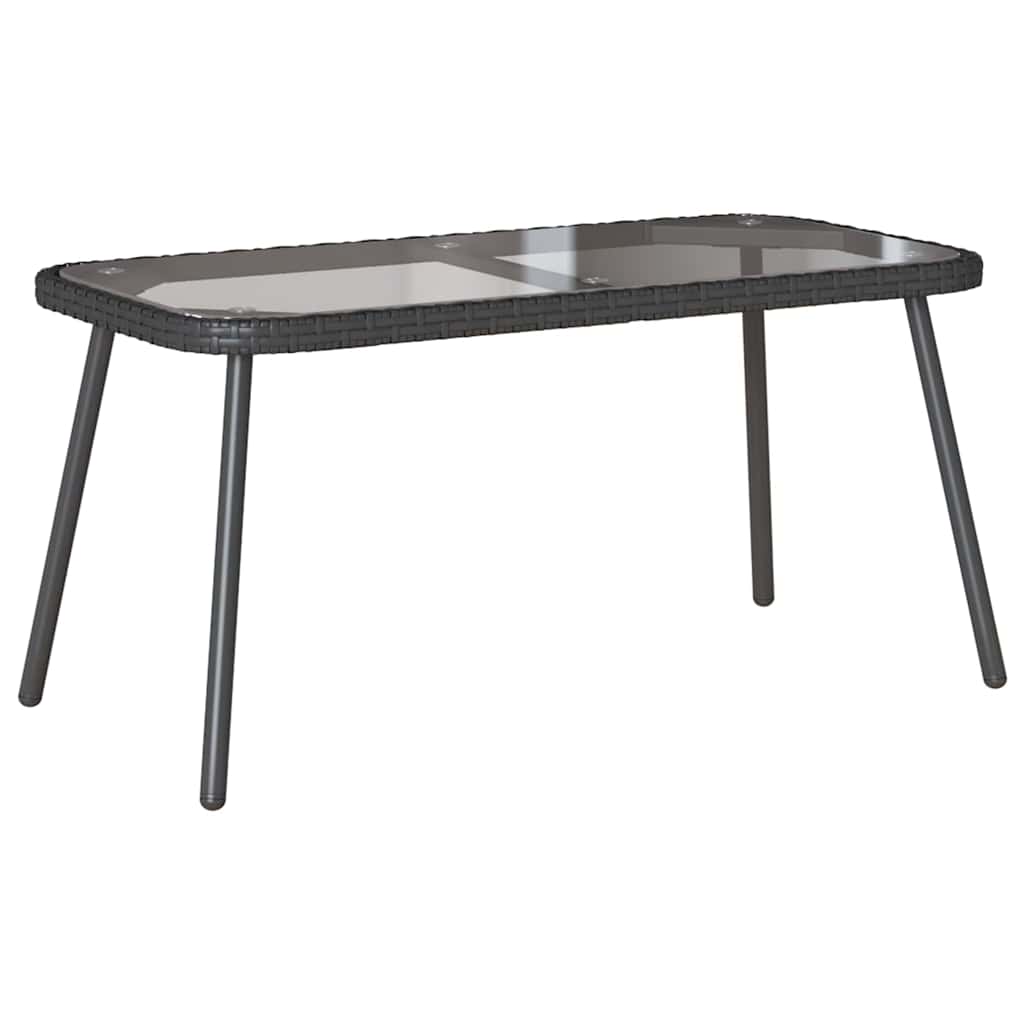 Couchtisch Schwarz 90 x 45 x 43 cm Poly-Rattan und Glas