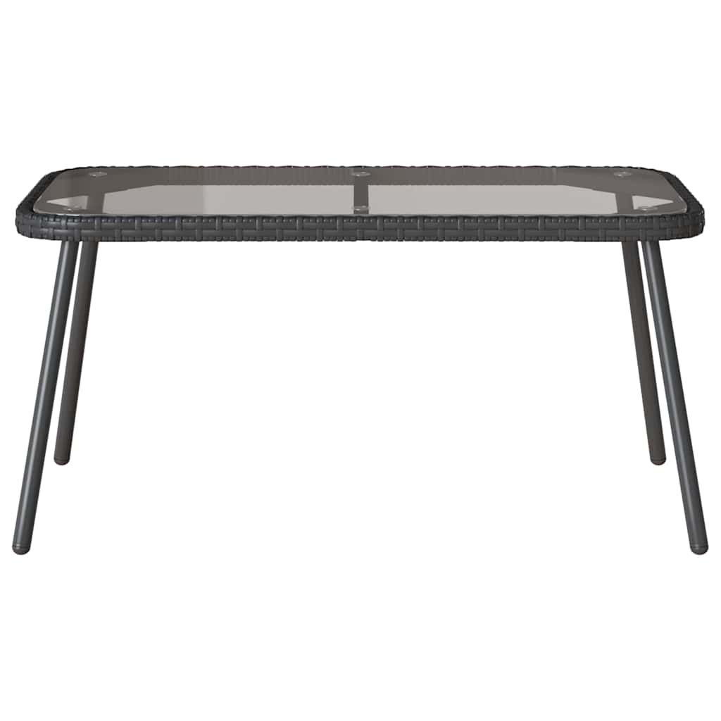 Couchtisch Schwarz 90 x 45 x 43 cm Poly-Rattan und Glas
