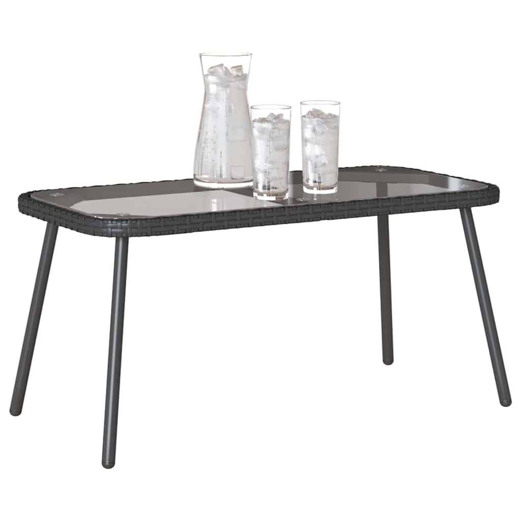 Couchtisch Schwarz 90 x 45 x 43 cm Poly-Rattan und Glas