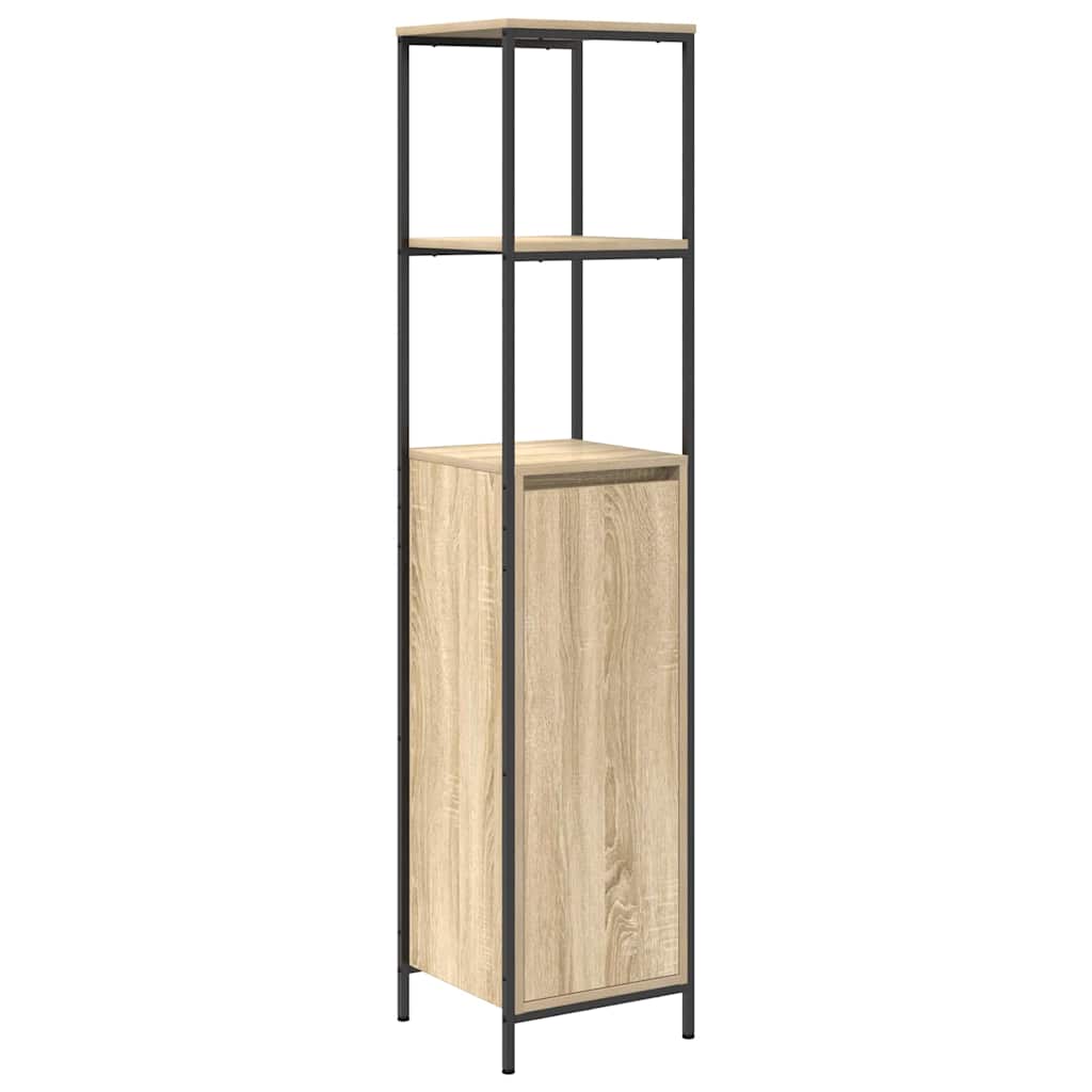 Badezimmermöbel Set mit Regal 3 pcs Sonoma-Eiche und Schwarz
