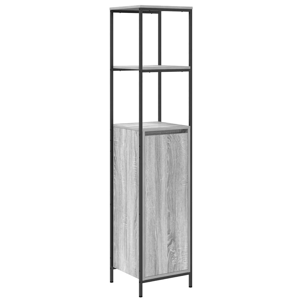 Badezimmermöbel Set mit Regal 2 pcs Grau Sonoma und Schwarz
