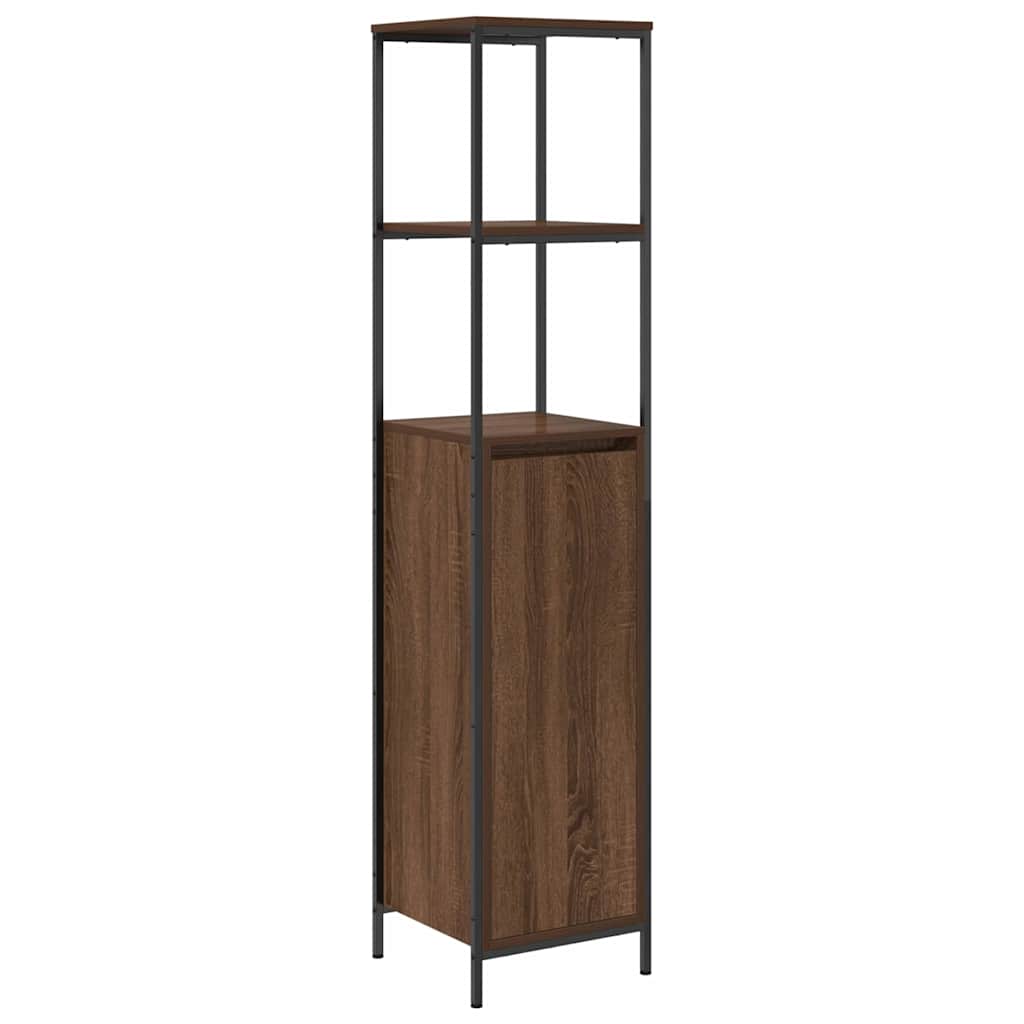Badezimmermöbel Set mit Regal 2 pcs Braun Eiche und Schwarz