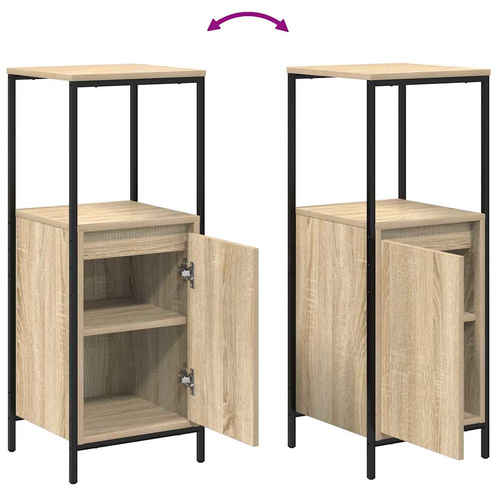 Badezimmermöbel Set mit Regal 3 pcs Sonoma-Eiche und Schwarz