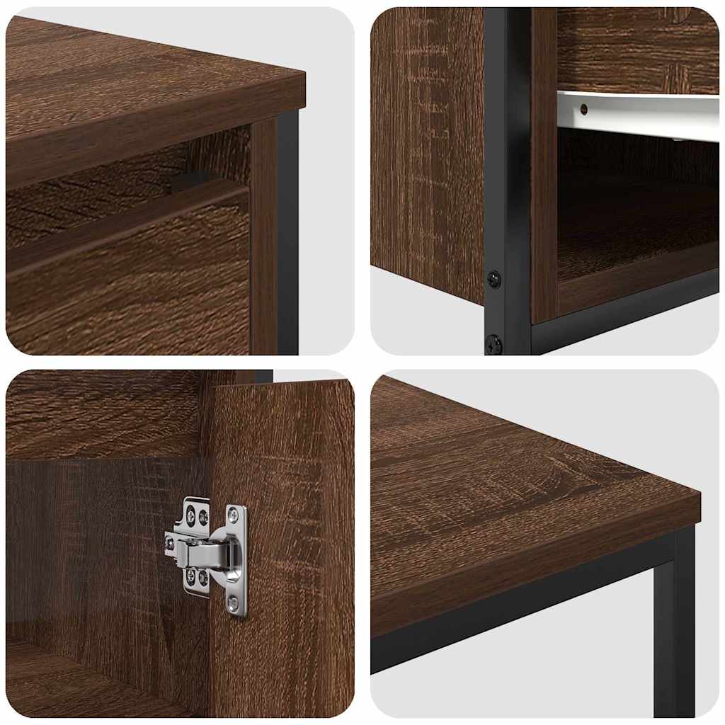 Badezimmermöbel Set mit Regal 2 pcs Braun Eiche und Schwarz