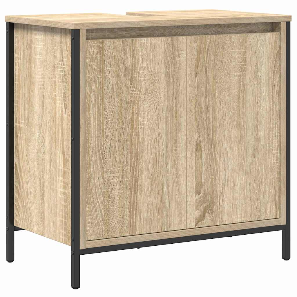 Badezimmermöbel Set mit Regal 3 pcs Sonoma-Eiche und Schwarz