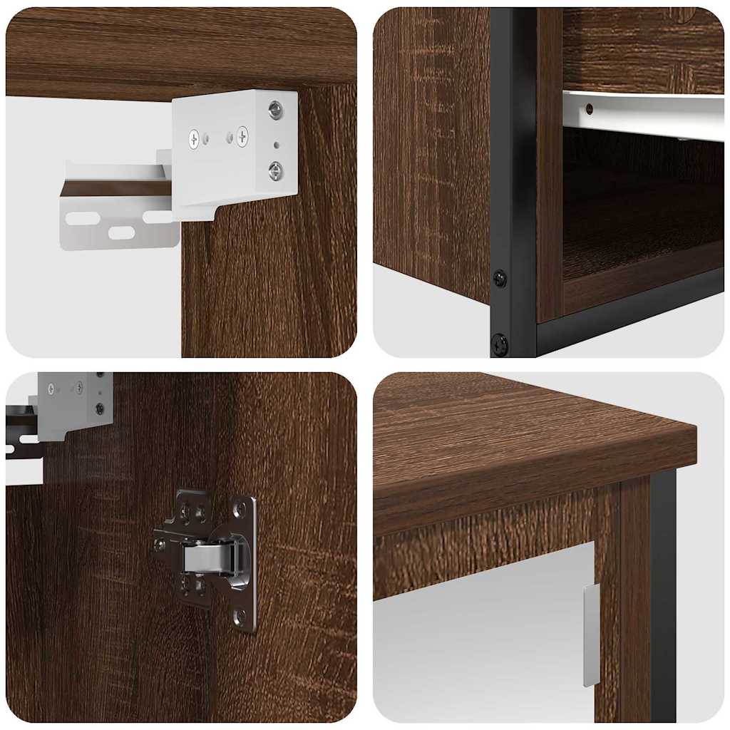 Badezimmermöbel Set mit Regal 5 pcs Braun Eiche und Schwarz