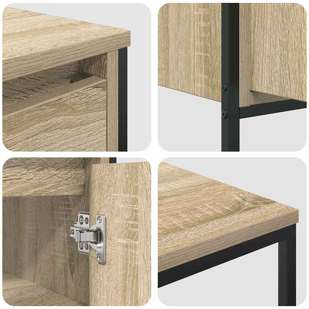 Badezimmermöbel Set mit Regal 3 pcs Sonoma-Eiche und Schwarz