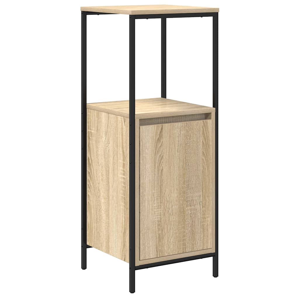 Badezimmermöbel Set mit Regal 3 pcs Sonoma-Eiche und Schwarz