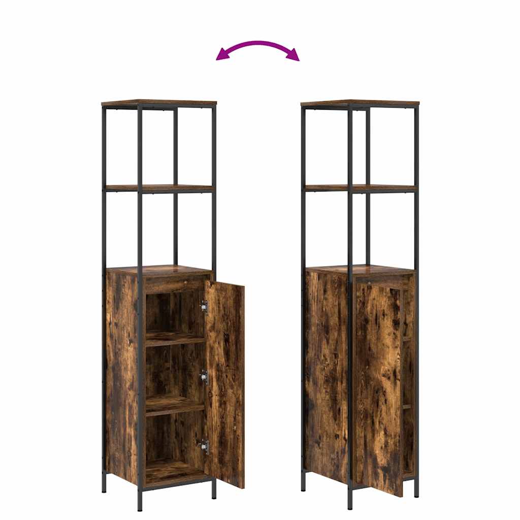 Badezimmermöbel Set mit Regal 3 pcs Rauchesche und Schwarz