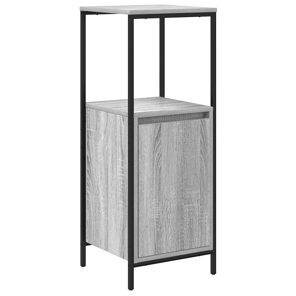 Badezimmermöbel Set mit Regal 3 pcs Grau Sonoma und Schwarz